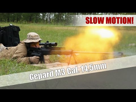 Shooting the Gepard M3 14.5×114 mm anti material rifle - slow motion