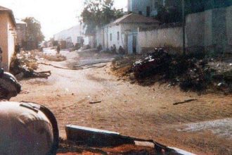 The only photo was taken during the 1st Battle of Mogadishu (the Black Hawk Down incident) on October 3, 1993, in Somalia