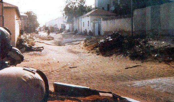 The only photo was taken during the 1st Battle of Mogadishu (the Black Hawk Down incident) on October 3, 1993, in Somalia