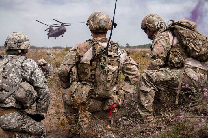 Tactical Air Control Party (TACP) operators during the training