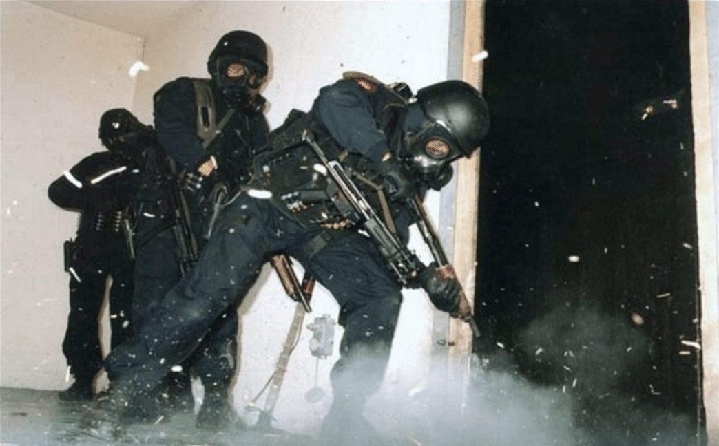 British Special Air Service (SAS) operators training in the late 1980s