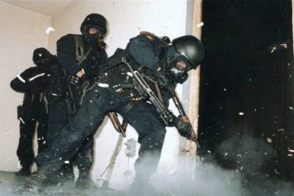 British Special Air Service (SAS) operators training in the late 1980s