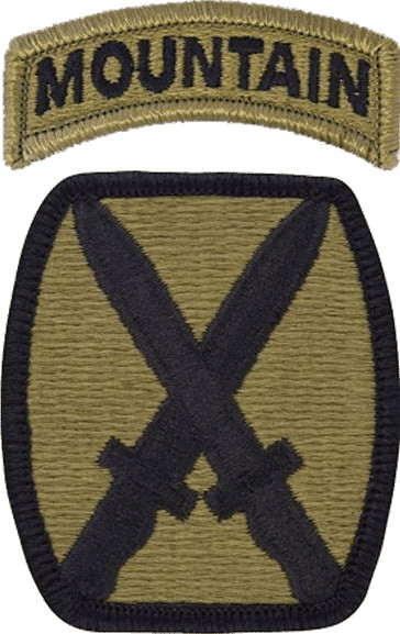 10th Mountain Division insignia and the Mountain Tab only issued to the 10th Mountain soldiers