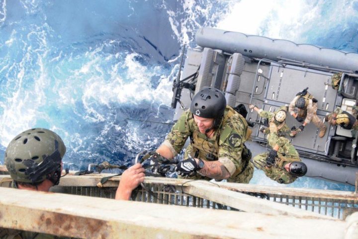 US Navy SEALs boarding ship