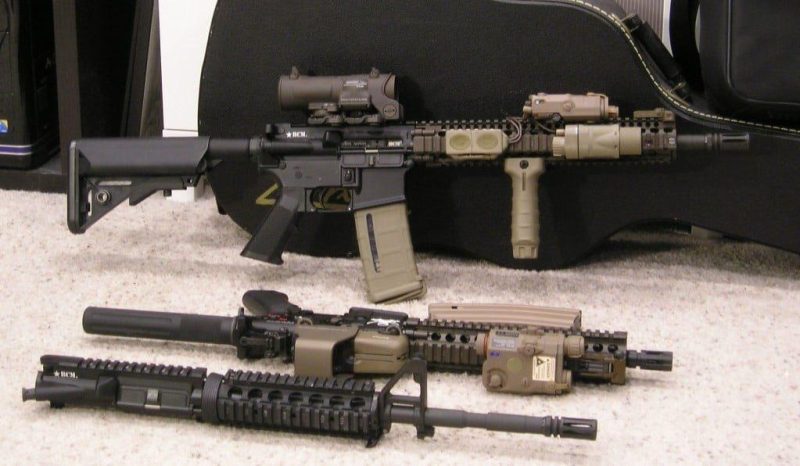 An M4A1 rifle with upgraded SOPMOD Block II kit