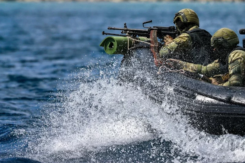 Turkish Marines armed with FN Minimi