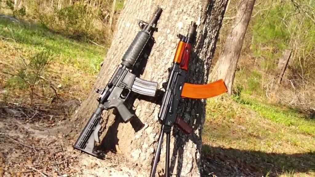AKS-74U submachine gun and M4 Commando