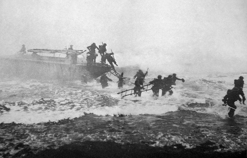 Jack Churchill also known as Mad Jack (far right) leads a training exercise, sword in hand