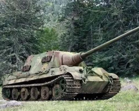 Thee German Jagdtiger tank destroyer