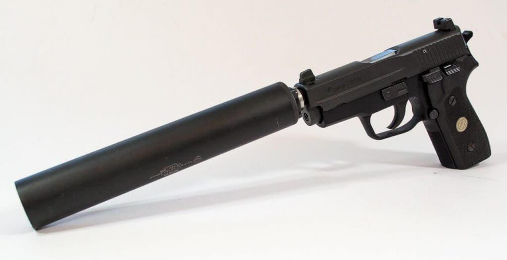 Sig-Sauer P225-A1 with silencer 