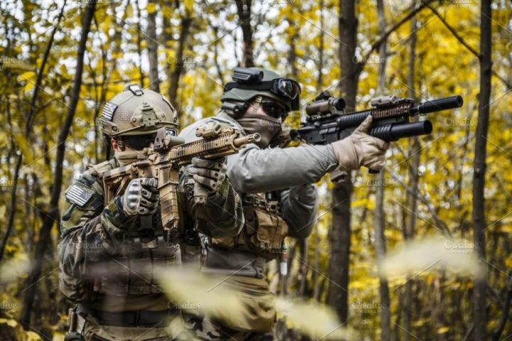 MARSOC Raiders aiming their weapons during the training