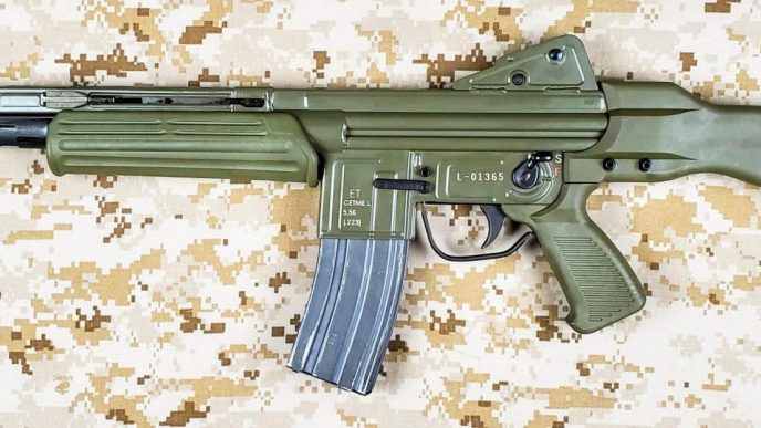 CETME Model L was Spanish assault rifle chambered in 5.56 mm caliber