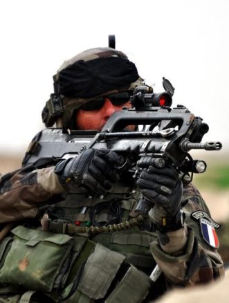 French soldier armed with FAMAS bullpup assault rifle