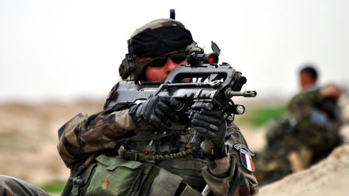 French soldier armed with FAMAS bullpup assault rifle