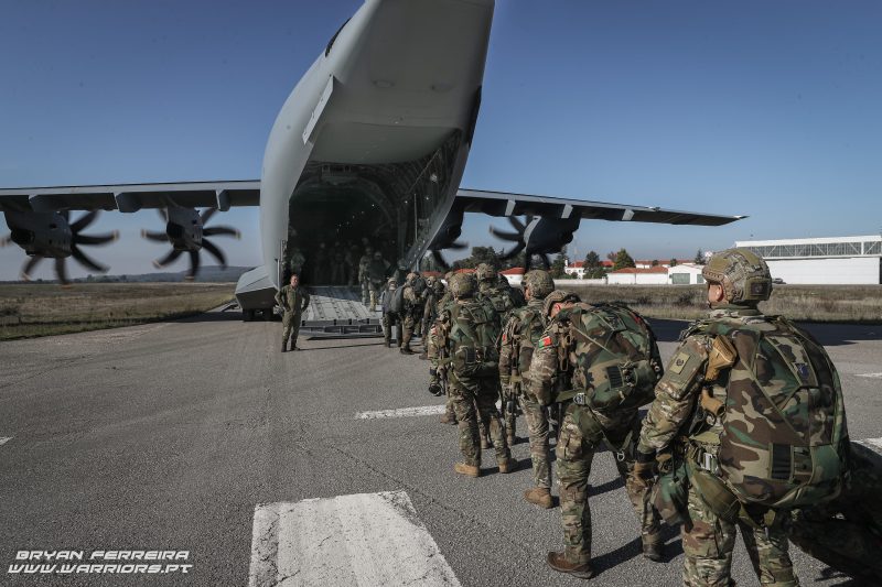 Portuguese and German Pathfinders boarding a plane during exercise DEEPINFIL 21 in Portugal PT1