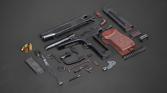 PM Makarov fully disassembled to the basic parts