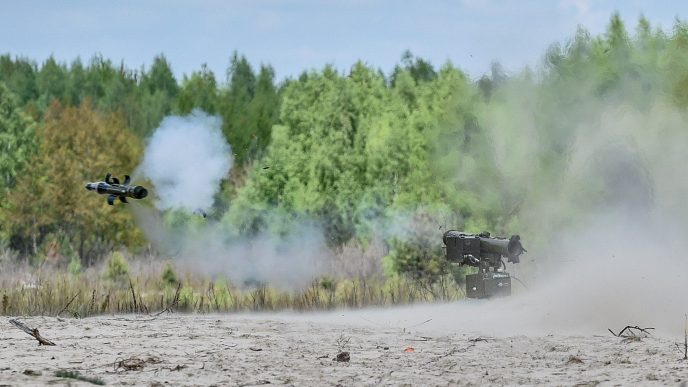 ATGM Stugna-P fires a missile