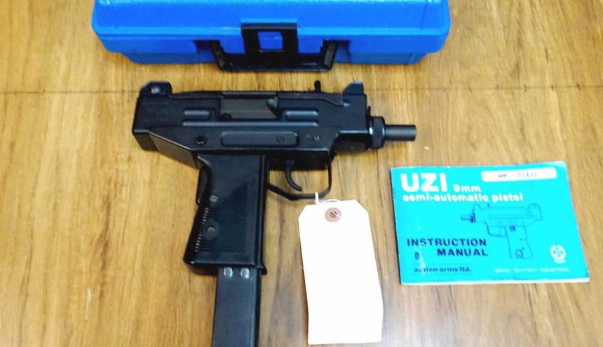 Uzi pistol chambered for 9 mm rounds