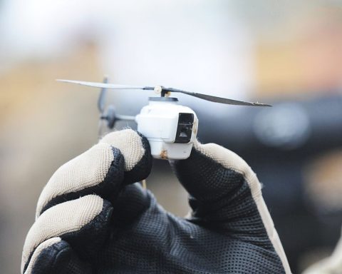 A Black Hornet nano helicopter unmanned aerial vehicle (UAV)