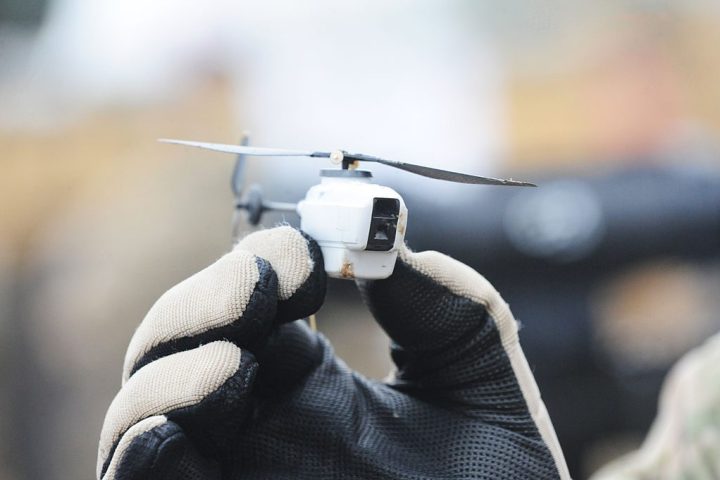 A Black Hornet nano helicopter unmanned aerial vehicle (UAV)