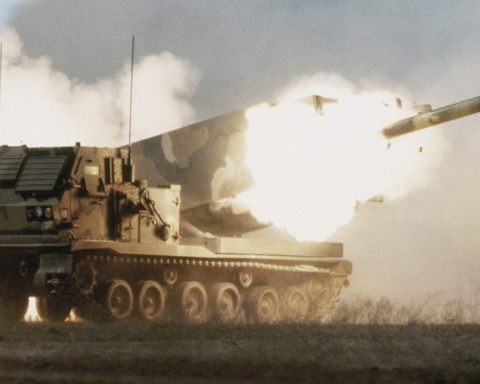 M270 MLRS firing rockets