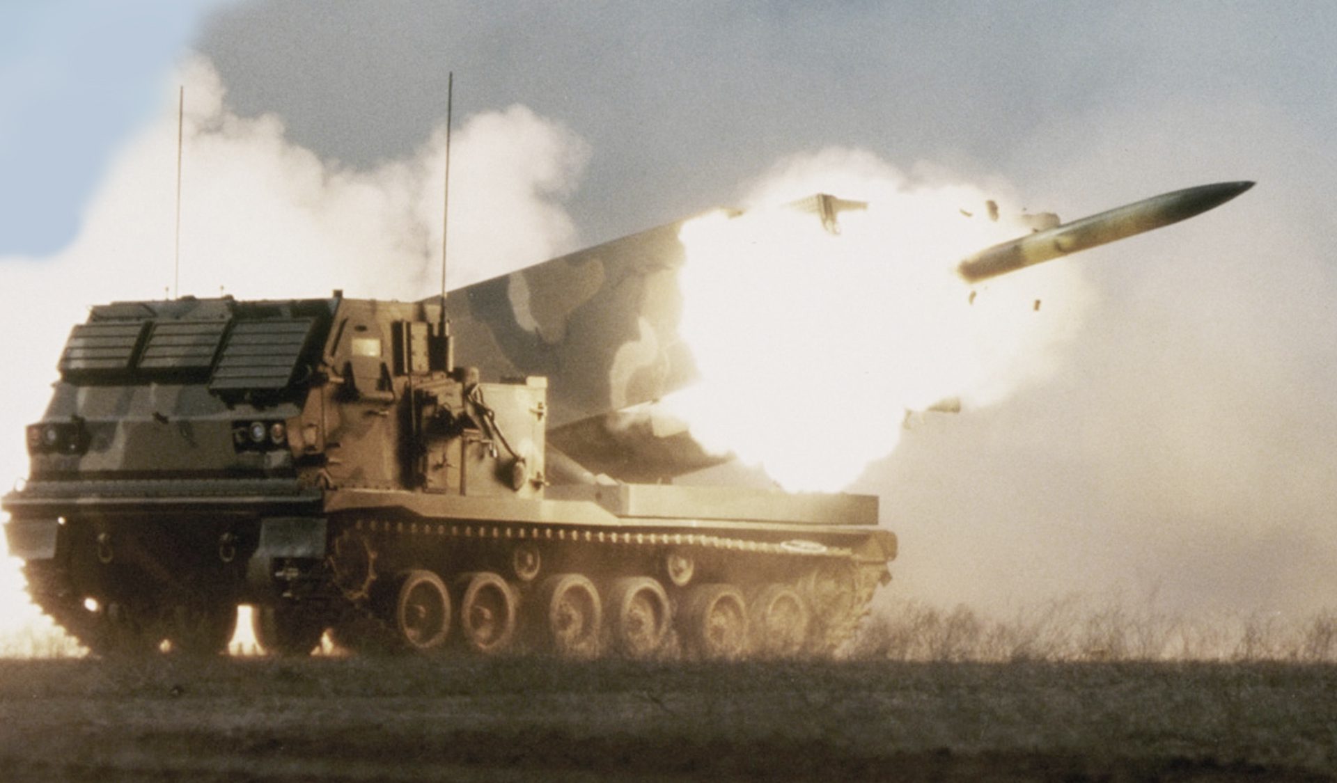 M270 MLRS firing rockets