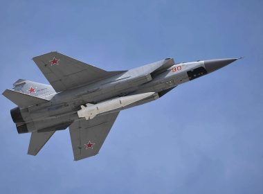 Mig-31K armed with Kh-47M2 Kinzhal.missile during the 2018 Moscow Victory Day Parades