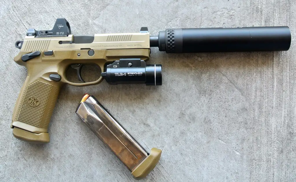 FN FNP-45 with silencer mounted