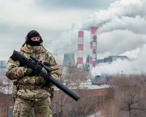 Russian Fsb Operator With Vks Vykhlop Sniper Rifle