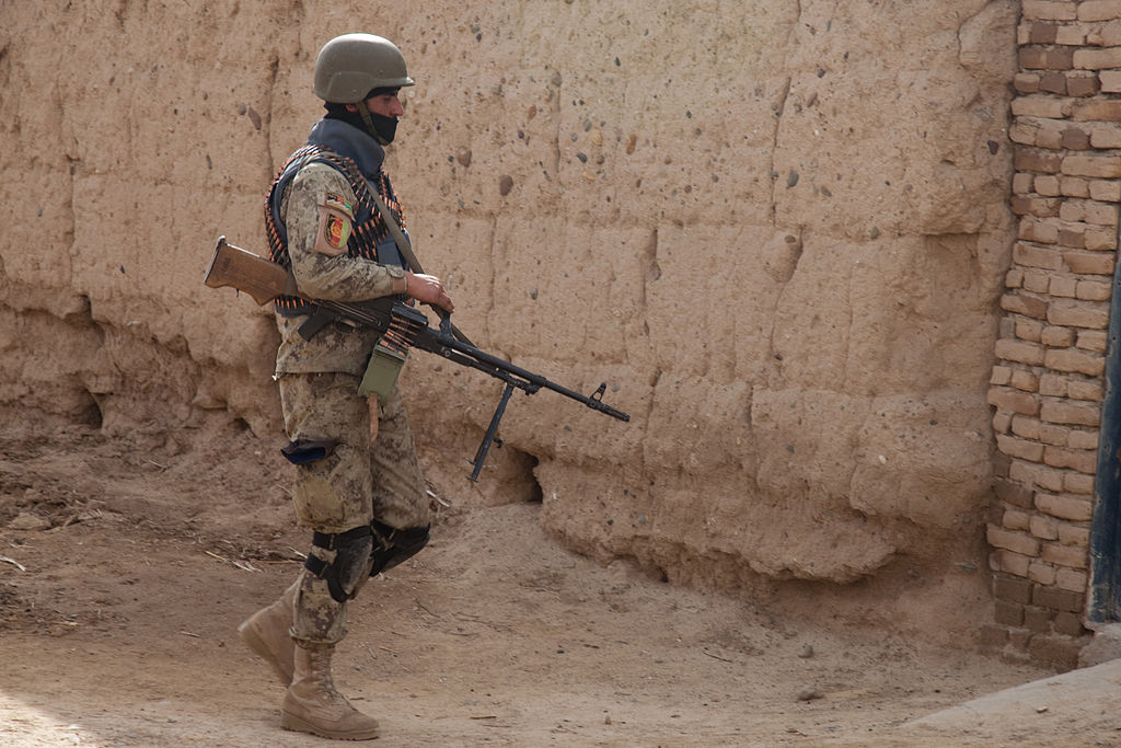 Afghan Army Soldier with Zastava M84 in 2012