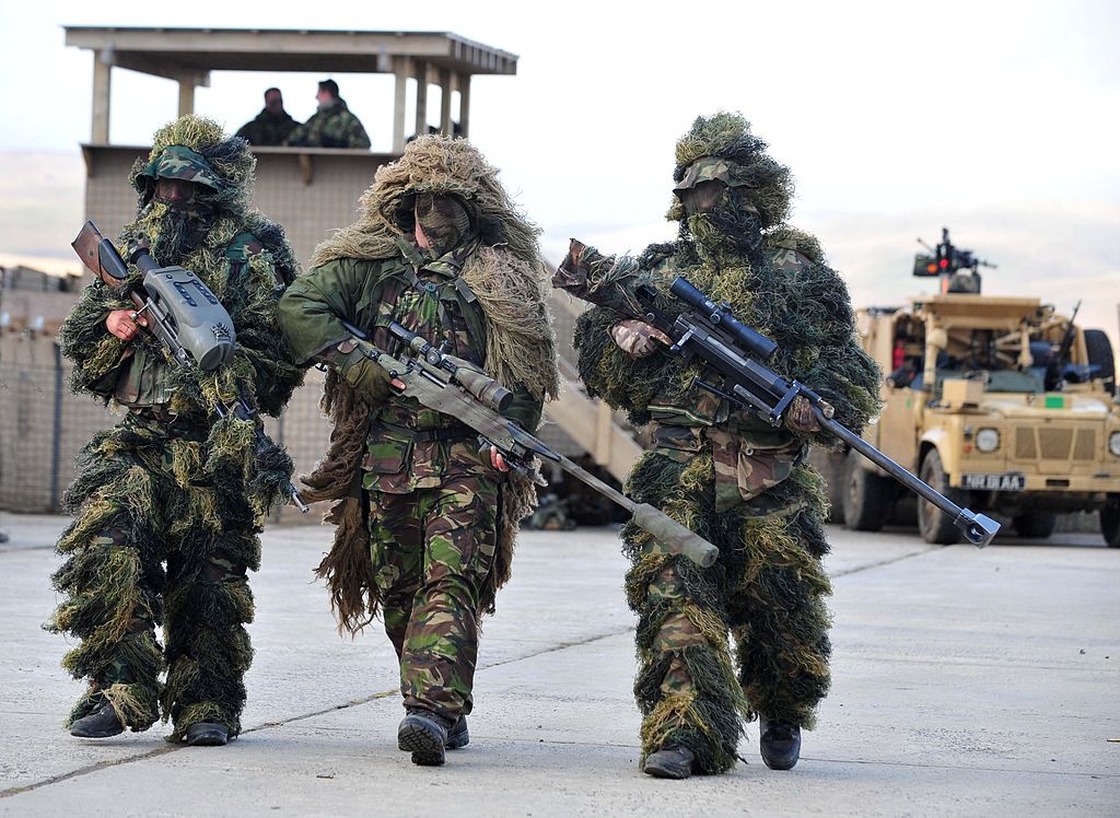 British snipers with L115A3 Long Range Rifle with suppressor