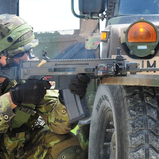 Czech soldier firing CZ 805 BREN A1 assault rifle