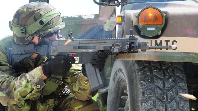 Czech soldier firing CZ 805 BREN A1 assault rifle