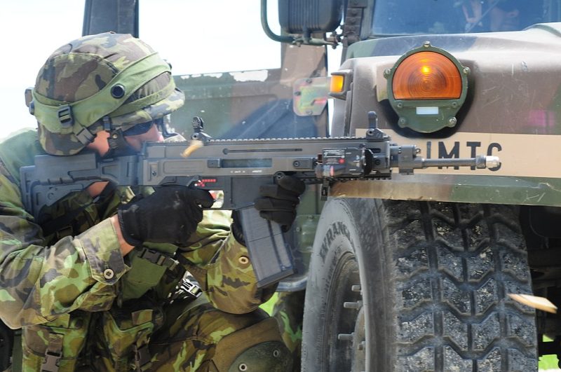 Czech soldier firing CZ 805 BREN A1 assault rifle