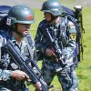 Two PLAGF soldiers with their QBZ-95s march