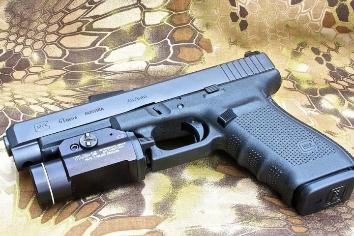 Glock 41 with light installed on rail