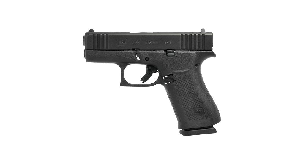 Glock 43X semi-automatic handgun on a white background