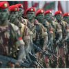 Indonesian special forces Kopassus operators standing in formation