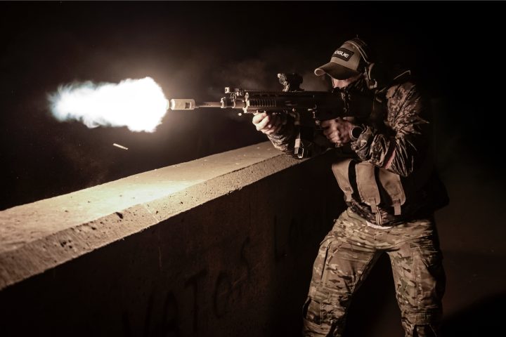 An operator from the Special Operations Regiment firing his rifle during the Basic Reconnaissance Course 2023