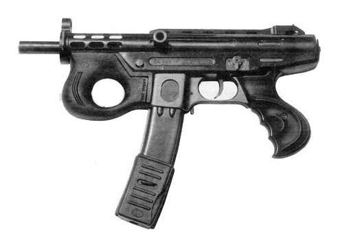 Left side view of the Agram 2000 submachine gun