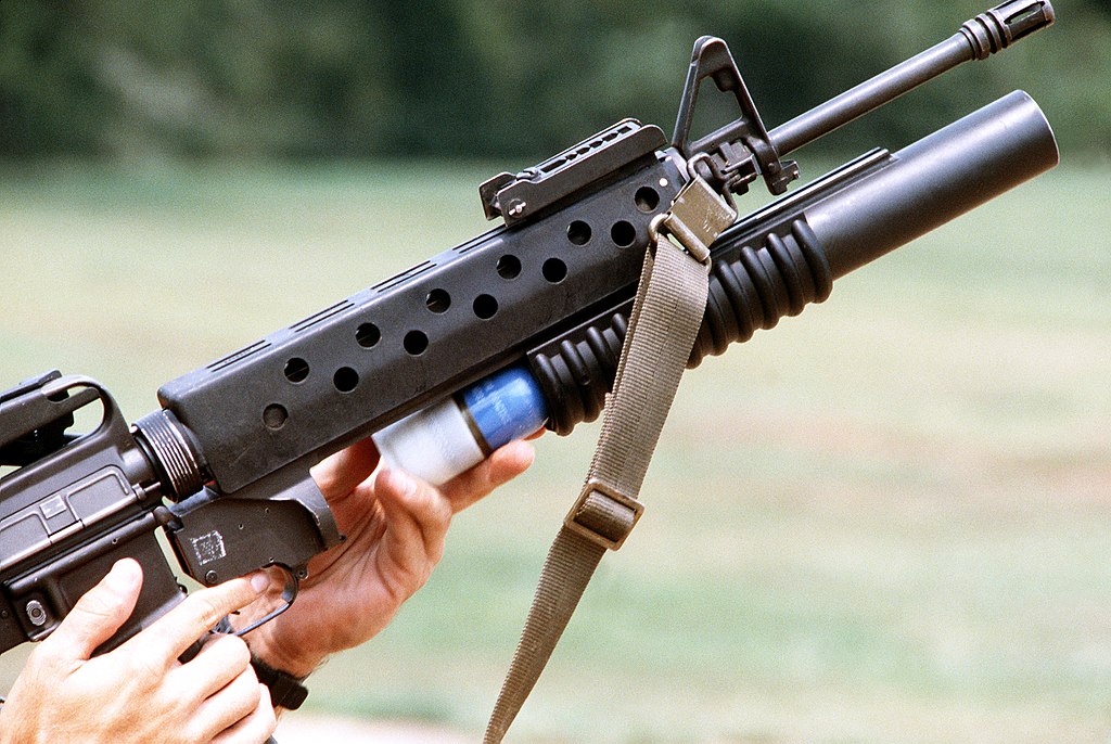 M16 rifle with an M203 40mm grenade launcher attached