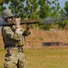 A U.S. Army Special Forces member fires an M72 Light Anti-Armor Weapon during heavy weapons training on Eglin Range, Eglin Air Force Base, Fla., Oct. 29, 2013. Hurlburt Field instructors assisted and trained members of the army during a tactical training exercises