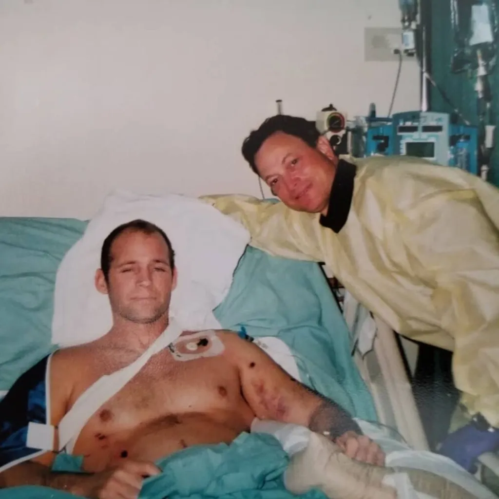 Mike Day during a recovery with his friend Gary Sinise