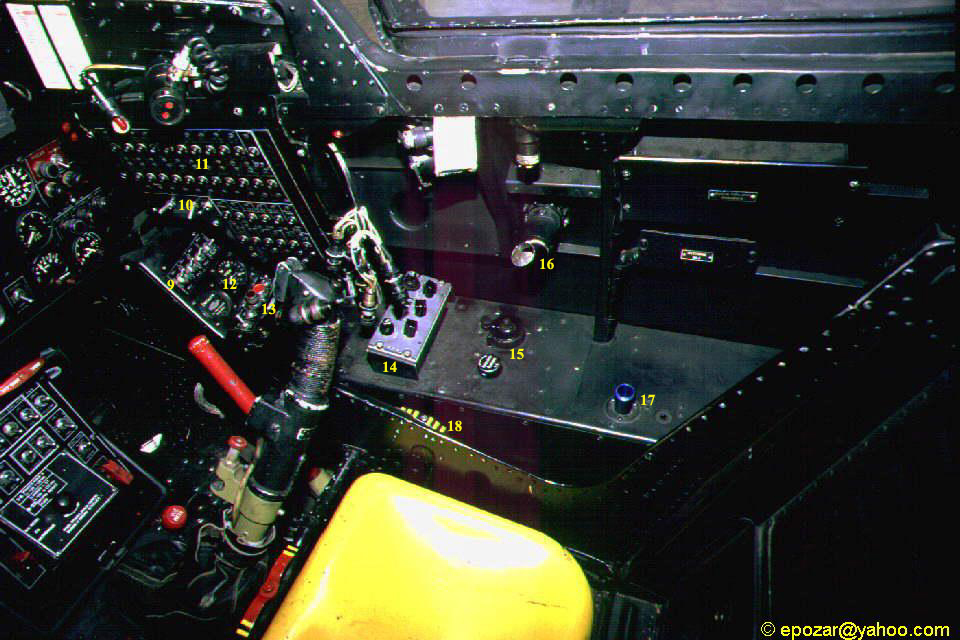 Detailed image showcasing the right panel of the Soko J-21 Jastreb cockpit, featuring an intricate network of switches, knobs, and indicators, representing the various controls and systems crucial for the operation of the aircraft