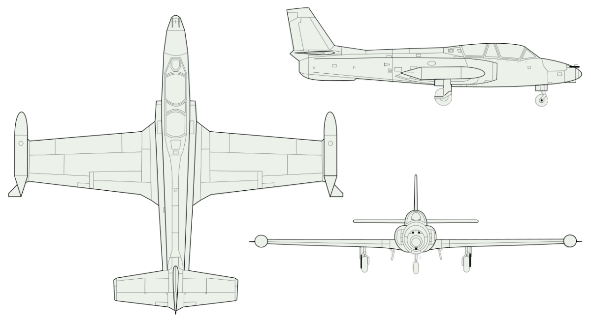 Schematic view of the Yugoslavian Jet Trainer G-2 Galeb
