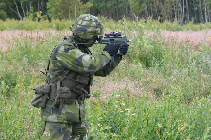 Swedish Soldier with CJB MS submachine gun