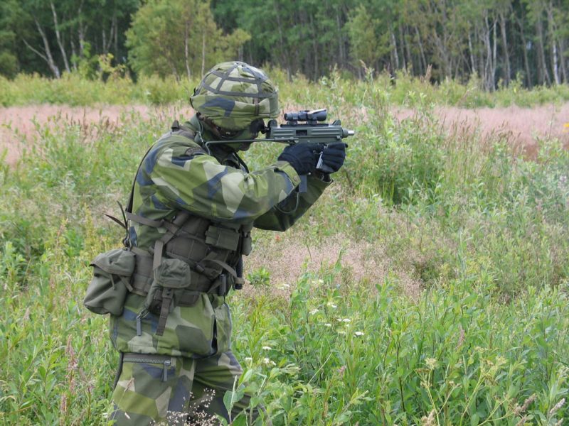 Swedish Soldier with CJB MS submachine gun