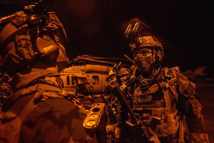 SEALs prepare for a training mission aboard the USS George Washington