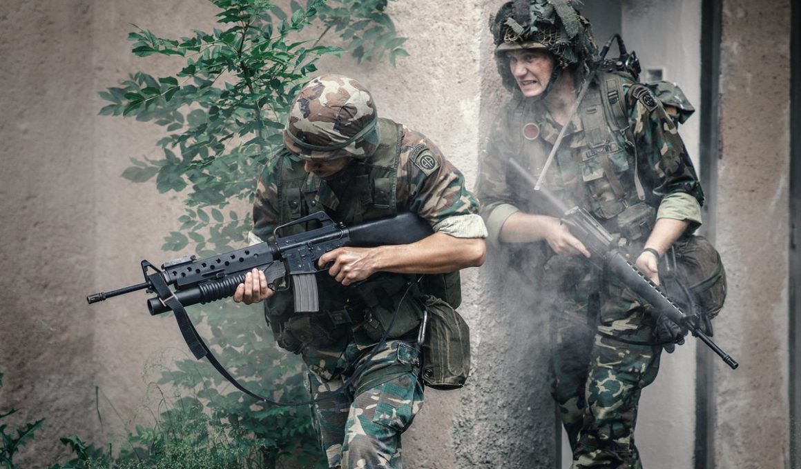 American soldiers in combat during Operation Urgent Fury