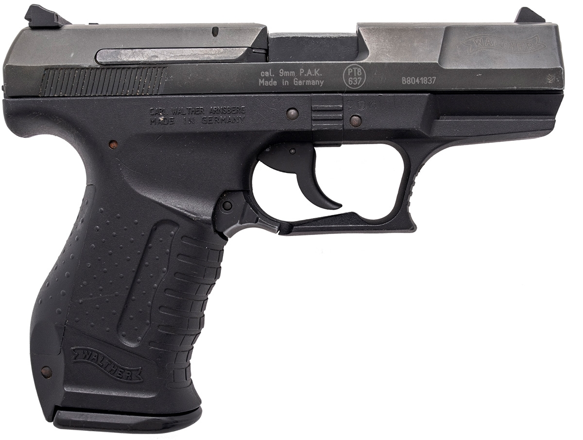 Walther P99 chambered for 9x19mm round, First variation with green polymer frame